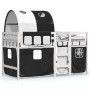 Cama alta niños con túnel madera pino blanco negro 90x200 cm de , Camas y somieres - Ref: Foro24-3283847, Precio: 197,40 €, D...