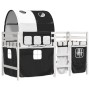 Cama alta niños con túnel madera pino blanco negro 90x200 cm de , Camas y somieres - Ref: Foro24-3283847, Precio: 197,40 €, D...
