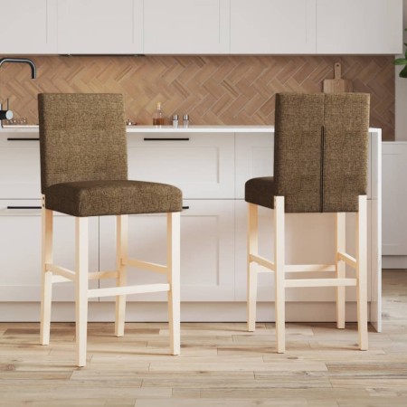 Taburetes altos 2 uds madera maciza de caucho y tela de , Taburetes de cocina - Ref: Foro24-4006195, Precio: 87,57 €, Descuen...
