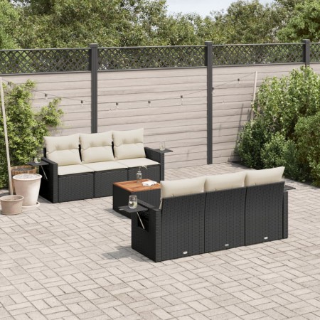 Set de comedor de jardín 7 pzas y cojines ratán sintético negro de , Conjuntos de jardín - Ref: Foro24-3256784, Precio: 458,1...