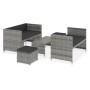 Set de muebles de jardín 5 pzas y cojines ratán sintético gris de vidaXL, Conjuntos de jardín - Ref: Foro24-48134, Precio: 29...