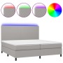 Cama box spring con colchón tela y LED gris claro 200x200 cm de vidaXL, Camas y somieres - Ref: Foro24-3134741, Precio: 703,8...