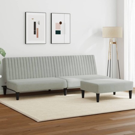 Juego de sofás 2 piezas terciopelo gris claro de , Sofás - Ref: Foro24-3216274, Precio: 278,43 €, Descuento: %