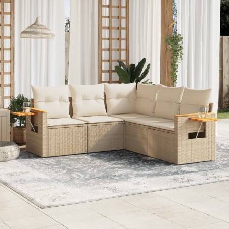 Juego de sofás jardín con cojines 5 pzas ratán sintético beige de , Conjuntos de jardín - Ref: Foro24-3226800, Precio: 394,75...