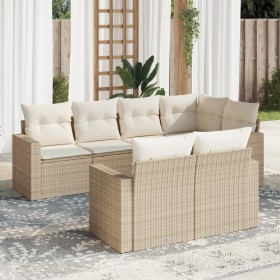 Set sofás de jardín 7 piezas y cojines ratán sintético beige en Conjuntos de jardín | Comprar online en Foru.es