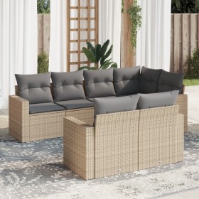 Set sofás de jardín 7 piezas y cojines ratán sintético beige en Conjuntos de jardín | Comprar online en Foru.es