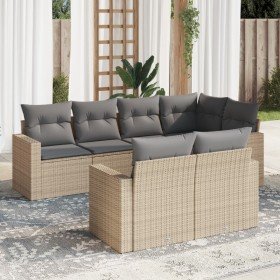 Set sofás de jardín 7 piezas y cojines ratán sintético beige en Conjuntos de jardín | Comprar online en Foru.es