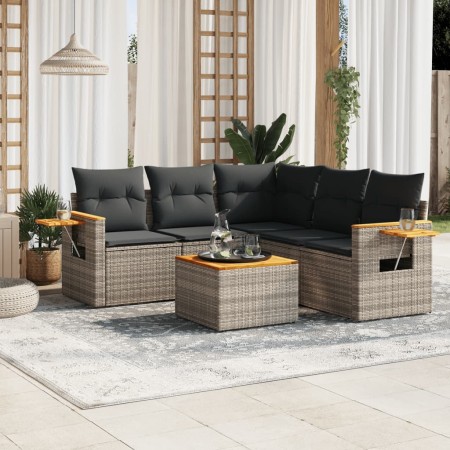 Set de muebles de jardín 6 pzas y cojines ratán sintético gris de , Conjuntos de jardín - Ref: Foro24-3226809, Precio: 367,40...