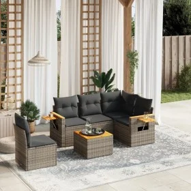 Set de muebles de jardín 6 pzas y cojines ratán sintético gris de , Conjuntos de jardín - Ref: Foro24-3226823, Precio: 367,60...
