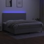 Cama box spring con colchón tela y LED gris claro 200x200 cm de vidaXL, Camas y somieres - Ref: Foro24-3134741, Precio: 703,8...