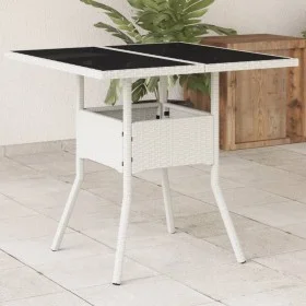 Mesa de jardín superficie de vidrio ratán PE blanco 80x80x75 cm de , Mesas de jardín - Ref: Foro24-368132, Precio: 80,90 €, D...