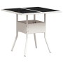 Mesa de jardín superficie de vidrio ratán PE blanco 80x80x75 cm de , Mesas de jardín - Ref: Foro24-368132, Precio: 82,46 €, D...