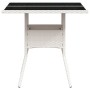 Mesa de jardín superficie de vidrio ratán PE blanco 80x80x75 cm de , Mesas de jardín - Ref: Foro24-368132, Precio: 82,46 €, D...