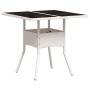 Mesa de jardín superficie de vidrio ratán PE blanco 80x80x75 cm de , Mesas de jardín - Ref: Foro24-368132, Precio: 82,46 €, D...