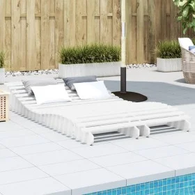 Solid white pine wood sun loungers 2 units 205x60x31.5 cm by , Loungers - Ref: Foro24-832575, Price: 170,66 €, Discount: %