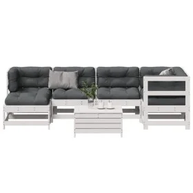 Set muebles jardín 7 pzas con cojines madera maciza pino blanco de , Conjuntos de jardín - Ref: Foro24-3250913, Precio: 575,4...