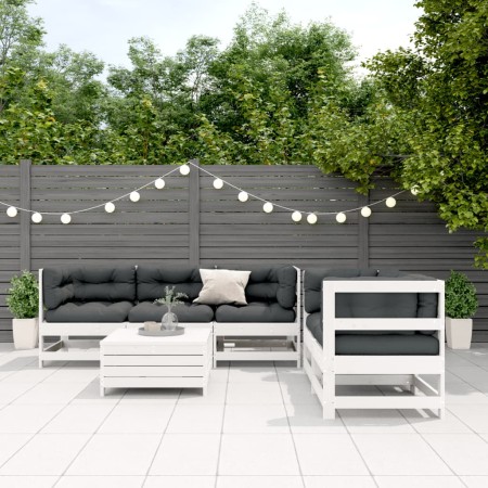 Set muebles jardín 6 pzas con cojines madera maciza pino blanco de , Conjuntos de jardín - Ref: Foro24-3250809, Precio: 544,6...
