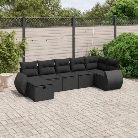 Set de comedor de jardín 7 pzas y cojines ratán sintético negro de , Conjuntos de jardín - Ref: Foro24-3264121, Precio: 493,0...