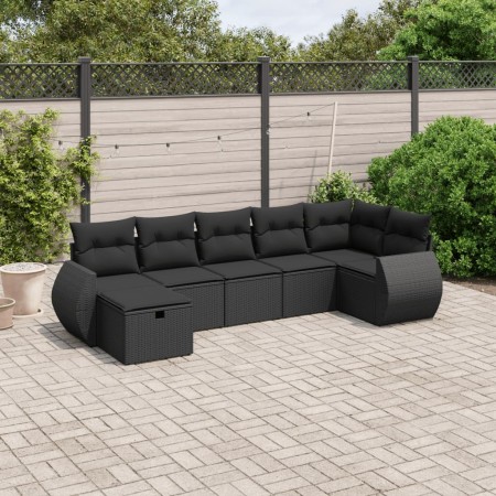 Set de comedor de jardín 7 pzas y cojines ratán sintético negro de , Conjuntos de jardín - Ref: Foro24-3264121, Precio: 462,1...