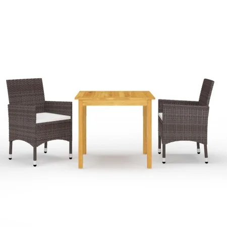 Juego de comedor de jardín 3 piezas con cojines marrón de , Conjuntos de jardín - Ref: Foro24-3095861, Precio: 254,41 €, Desc...
