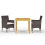 Juego de comedor de jardín 3 piezas con cojines marrón de , Conjuntos de jardín - Ref: Foro24-3095861, Precio: 254,41 €, Desc...