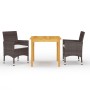 Juego de comedor de jardín 3 piezas con cojines marrón de , Conjuntos de jardín - Ref: Foro24-3095861, Precio: 258,46 €, Desc...