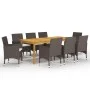 Juego de comedor de jardín 9 piezas y cojines marrón de , Conjuntos de jardín - Ref: Foro24-3095868, Precio: 680,88 €, Descue...