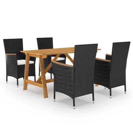 Juego de comedor de jardín 5 piezas con cojines negro de , Conjuntos de jardín - Ref: Foro24-3095889, Precio: 369,67 €, Descu...