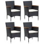 Juego de comedor de jardín 5 piezas con cojines negro de , Conjuntos de jardín - Ref: Foro24-3095889, Precio: 369,67 €, Descu...