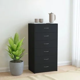 Aparador con 6 cajones madera contrachapada negro 50x34x96 cm de vidaXL, Aparadores - Ref: Foro24-800667, Precio: 102,69 €, D...