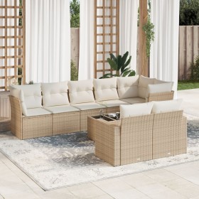 Set de sofás de jardín 9 pzas con cojines ratán sintético beige en Conjuntos de jardín | Comprar online en Foru.es