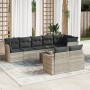Set muebles jardín 9 pzas y cojines ratán sintético gris claro en Conjuntos de jardín | Comprar online en Foru.es