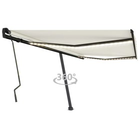 Toldo manual retráctil con LED crema 400x300 cm de , Toldos - Ref: Foro24-3069742, Precio: 441,24 €, Descuento: %