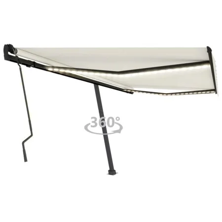 Toldo manual retráctil con LED crema 400x300 cm de , Toldos - Ref: Foro24-3069742, Precio: 457,03 €, Descuento: %