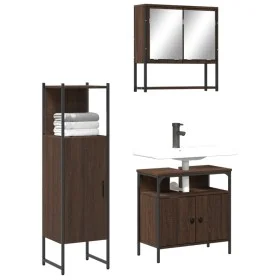 Set de muebles baño 3 pzas madera contrachapada roble marrón de , Muebles de baño - Ref: Foro24-3214699, Precio: 161,23 €, De...