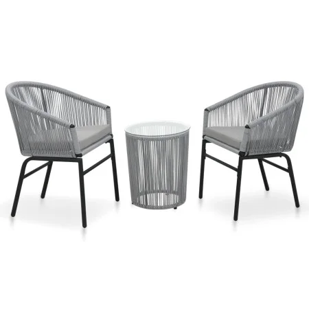 Set mesa y sillas de jardín 3 pzas y cojines ratán PE gris de vidaXL, Conjuntos de jardín - Ref: Foro24-48140, Precio: 222,93...
