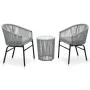 Set mesa y sillas de jardín 3 pzas y cojines ratán PE gris de vidaXL, Conjuntos de jardín - Ref: Foro24-48140, Precio: 222,93...
