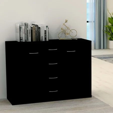 Aparador de madera contrachapada negro 88x30x65 cm de vidaXL, Aparadores - Ref: Foro24-800685, Precio: 99,99 €, Descuento: %