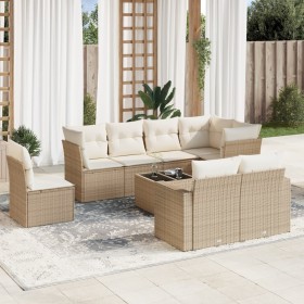 Set de sofás de jardín 9 pzas con cojines ratán sintético beige en Conjuntos de jardín | Comprar online en Foru.es