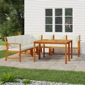 Juego comedor jardín y cojines 7 piezas madera maciza acacia de , Conjuntos de jardín - Ref: Foro24-3154970, Precio: 929,15 €...