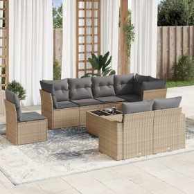 Set de sofás de jardín 9 pzas con cojines ratán sintético beige en Conjuntos de jardín | Comprar online en Foru.es