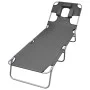 Tumbona plegable con cojín de cabeza y respaldo ajustable gris de , Tumbonas - Ref: Foro24-44295, Precio: 64,01 €, Descuento: %