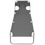 Tumbona plegable con cojín de cabeza y respaldo ajustable gris de , Tumbonas - Ref: Foro24-44295, Precio: 105,31 €, Descuento: %