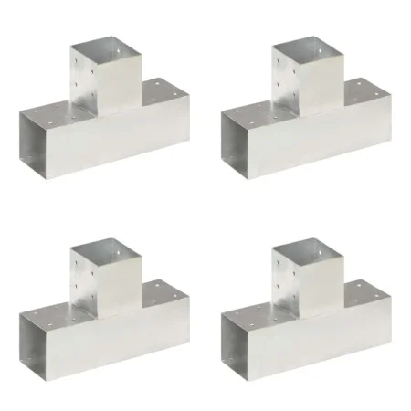 T post connectors 4 pcs galvanized metal 91x91 mm by , fence posts - Ref: Foro24-145472, Price: 70,25 €, Discount: %