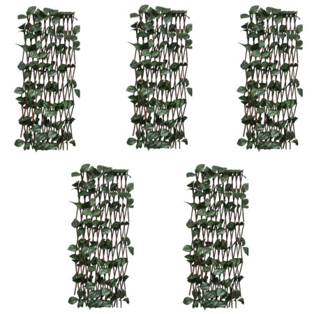 Vallas enrejadas de sauce 5 uds hojas artificiales 180x60 cm de , Paneles de vallas - Ref: Foro24-147752, Precio: 45,99 €, De...