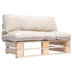 Pallet garden sofa with sand-colored pine wood cushions by , Outdoor sofas - Ref: Foro24-277476, Price: 112,06 €, Discount: %