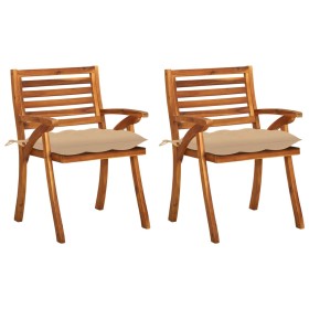 Sillas de comedor jardín con cojines 2 uds madera maciza acacia de , Sillas de jardín - Ref: Foro24-3060834, Precio: 263,74 €...