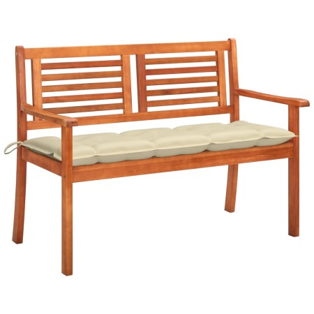 Banco de jardín 2 plazas madera maciza eucalipto y cojín 120 cm de , Bancos de jardín - Ref: Foro24-3060986, Precio: 188,89 €...