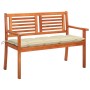 Banco de jardín 2 plazas madera maciza eucalipto y cojín 120 cm de , Bancos de jardín - Ref: Foro24-3060986, Precio: 188,89 €...