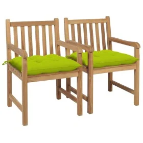Sillas de jardín 2 uds madera de teca y cojines verde brillante de , Sillas de jardín - Ref: Foro24-3062756, Precio: 298,62 €...